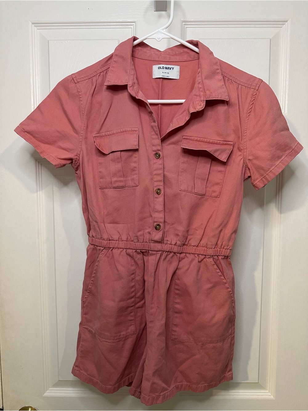 Old Navy Girls Collard Pink Romper. Size XL (14/16) Gently Used